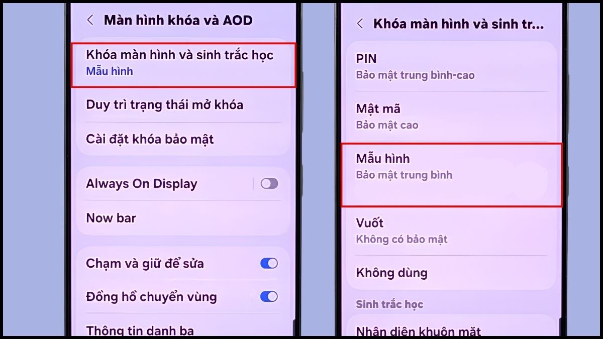 Khóa màn hình Samsung bằng mẫu hình - bước 2
