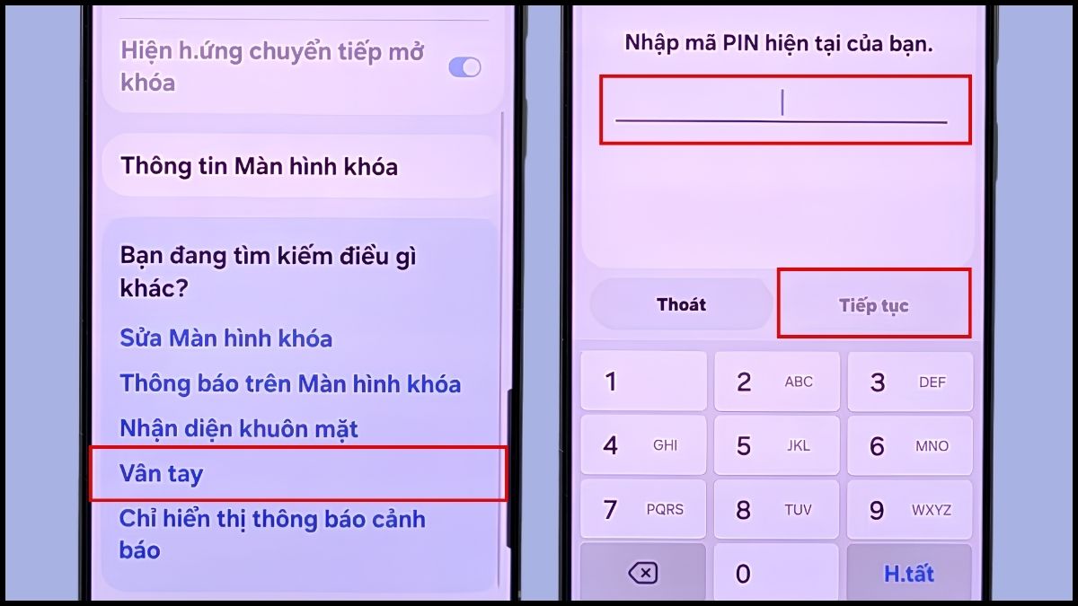Thiết lập khóa màn hình bằng vân tay và khuôn mặt - bước 2