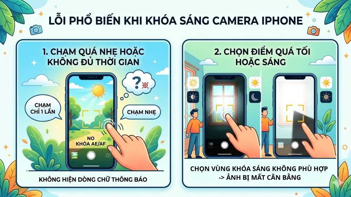 Những lỗi thường gặp khi khóa sáng camera iPhone
