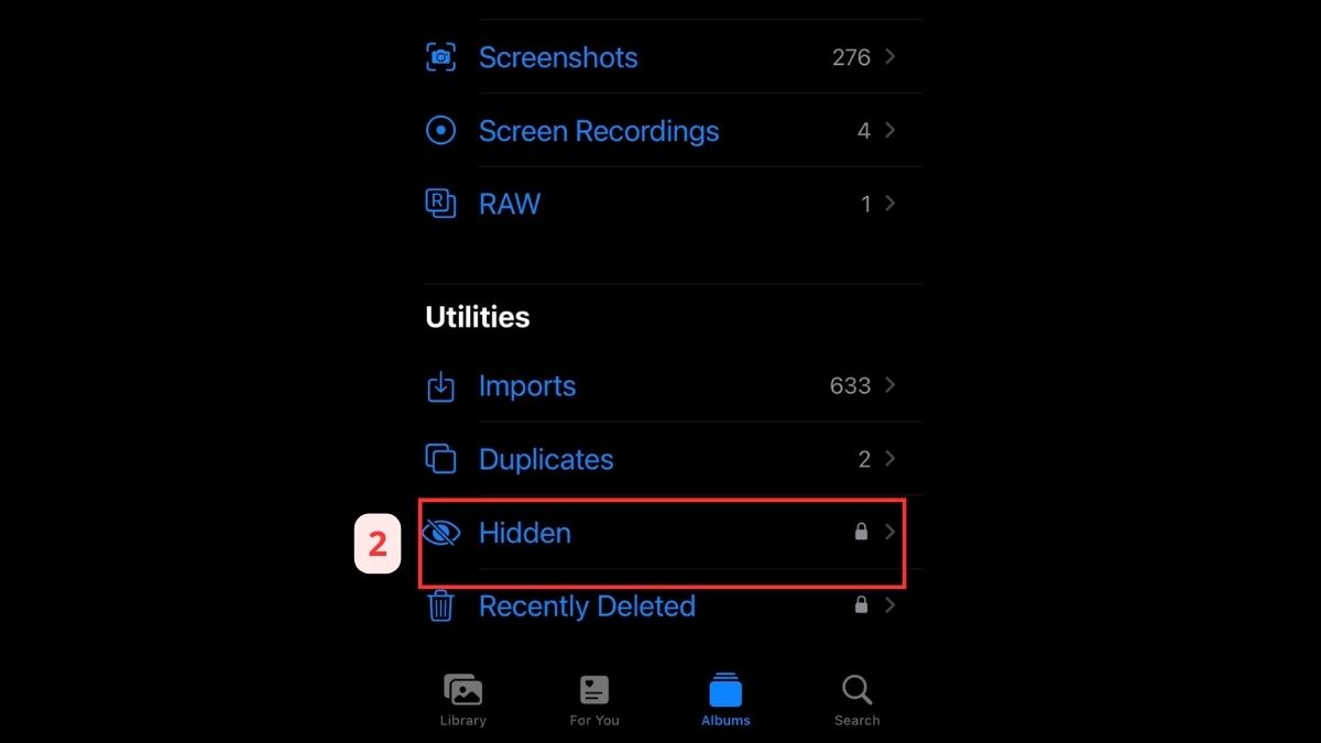 Cách khôi phục ảnh đã ẩn trên iPhone - bước 2