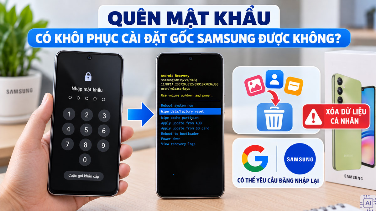 Quên mật khẩu có khôi phục cài đặt gốc Samsung tùy thuộc vào từng trường hợp