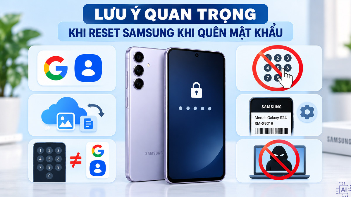 Lưu ý quan trọng khi reset Samsung khi quên mật khẩu
