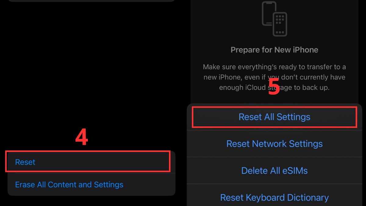 Cách khôi phục camera iPhone về mặc định bằng cách khôi phục tất cả cài đặt camera - bước 2,3,4