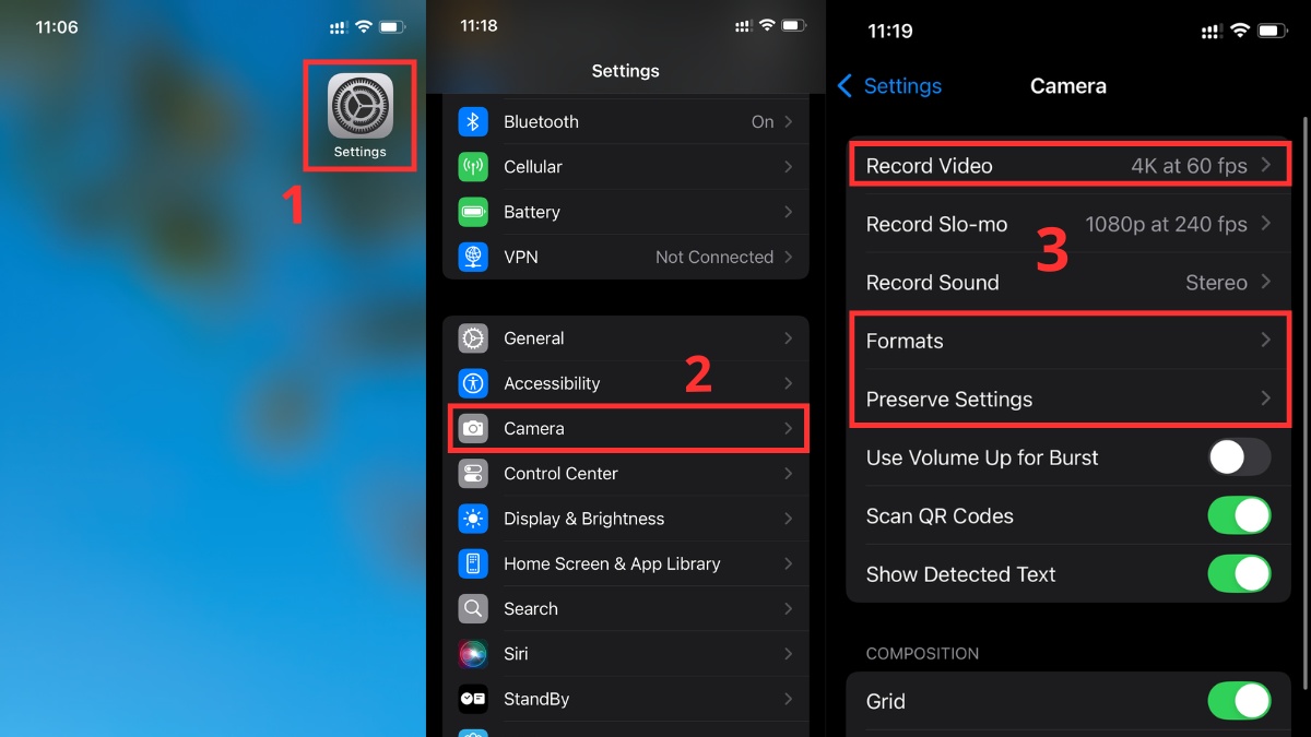 Cách khôi phục camera iPhone về mặc định bằng cách đặt lại riêng cài đặt camera
