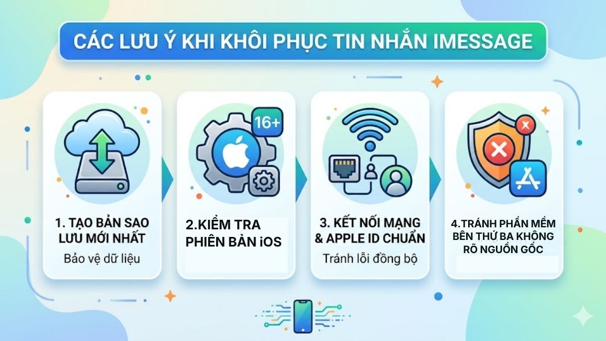Các lưu ý khi khôi phục tin nhắn iMessage