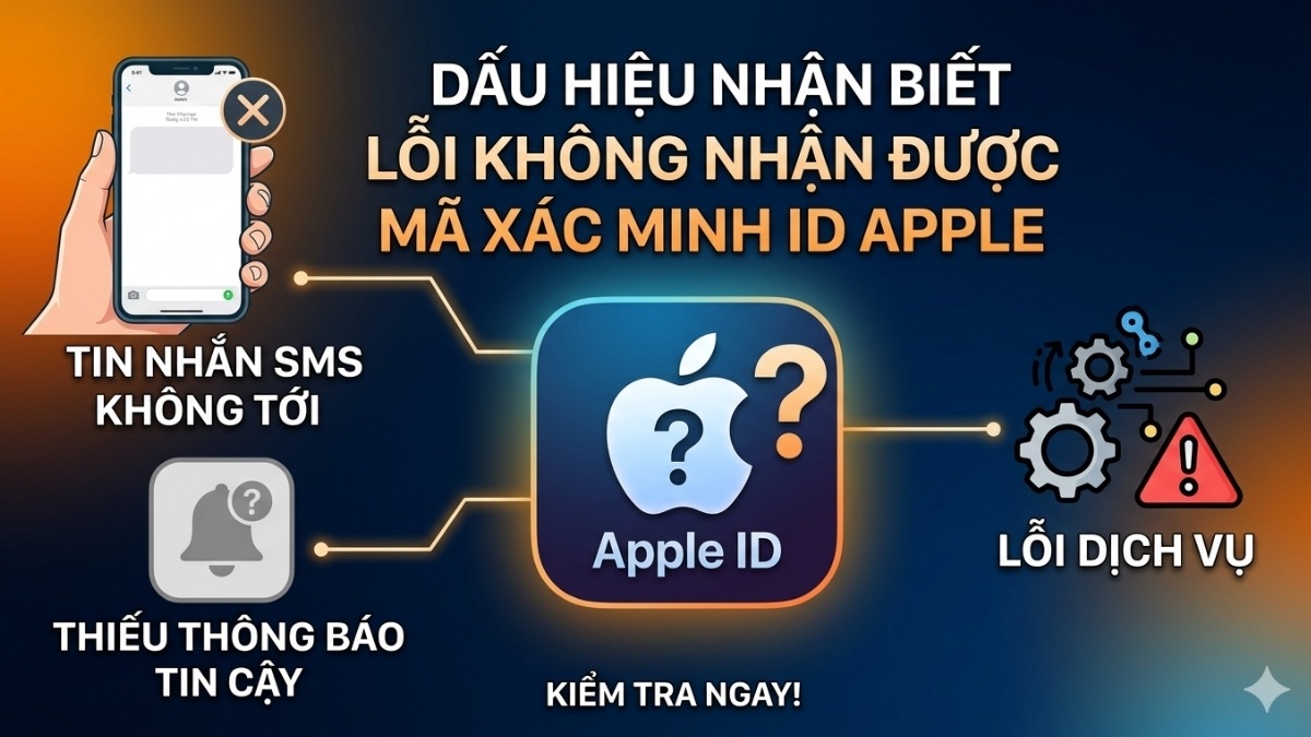 Dấu hiệu nhận biết lỗi không nhận được mã xác minh ID Apple
