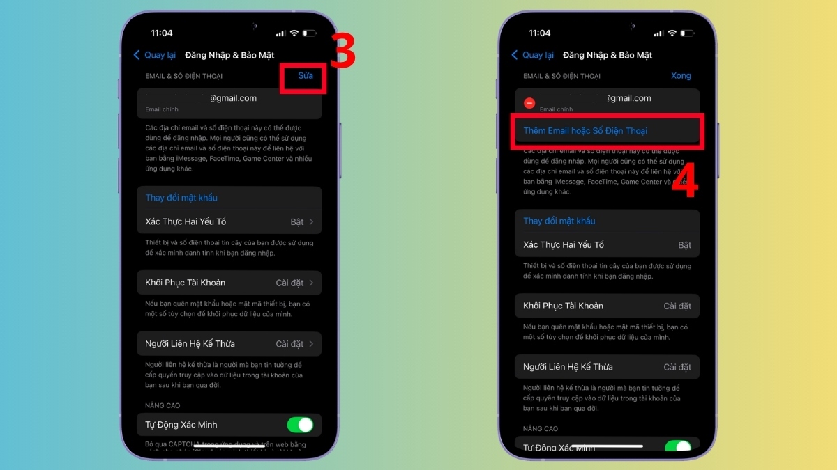 Thêm lại địa chỉ email mới khi không nhận được mã xác minh ID Apple - bước 2