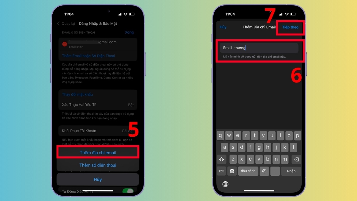 Thêm lại địa chỉ email mới khi không nhận được mã xác minh ID Apple - bước 3