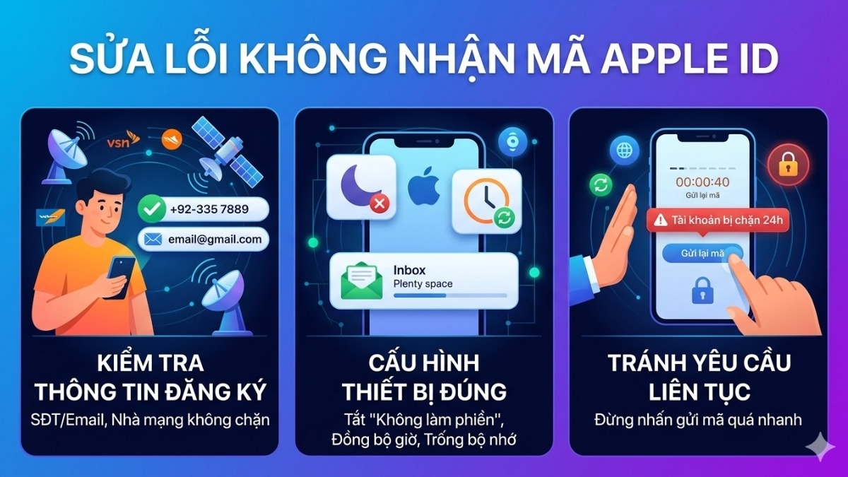 Các lưu ý cần thiết khi xử lý lỗi không nhận được mã xác minh ID Apple