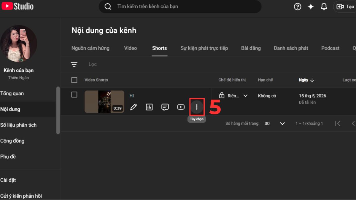 Tải video của chính bạn qua YouTube Studio khi không tải được video Youtube - bước 3