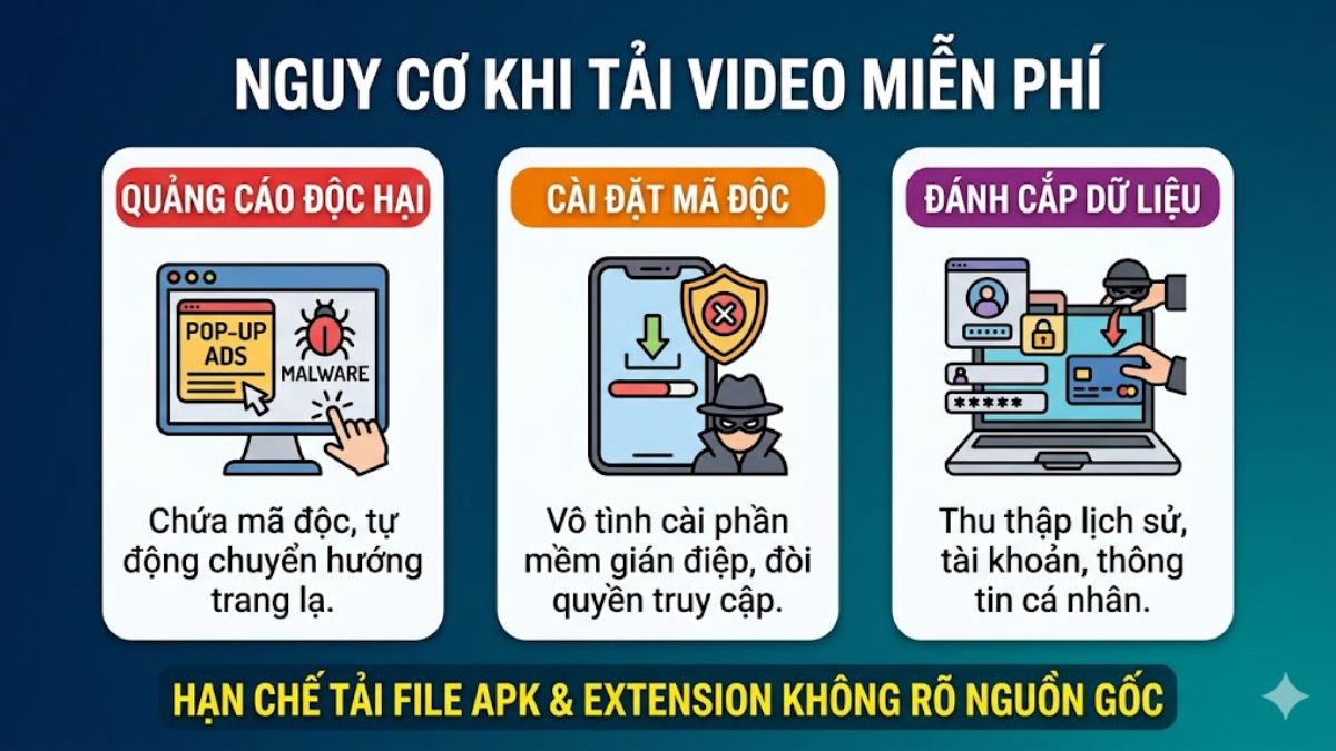 Nguy cơ nhiễm mã độc, virus, đánh cắp dữ liệu