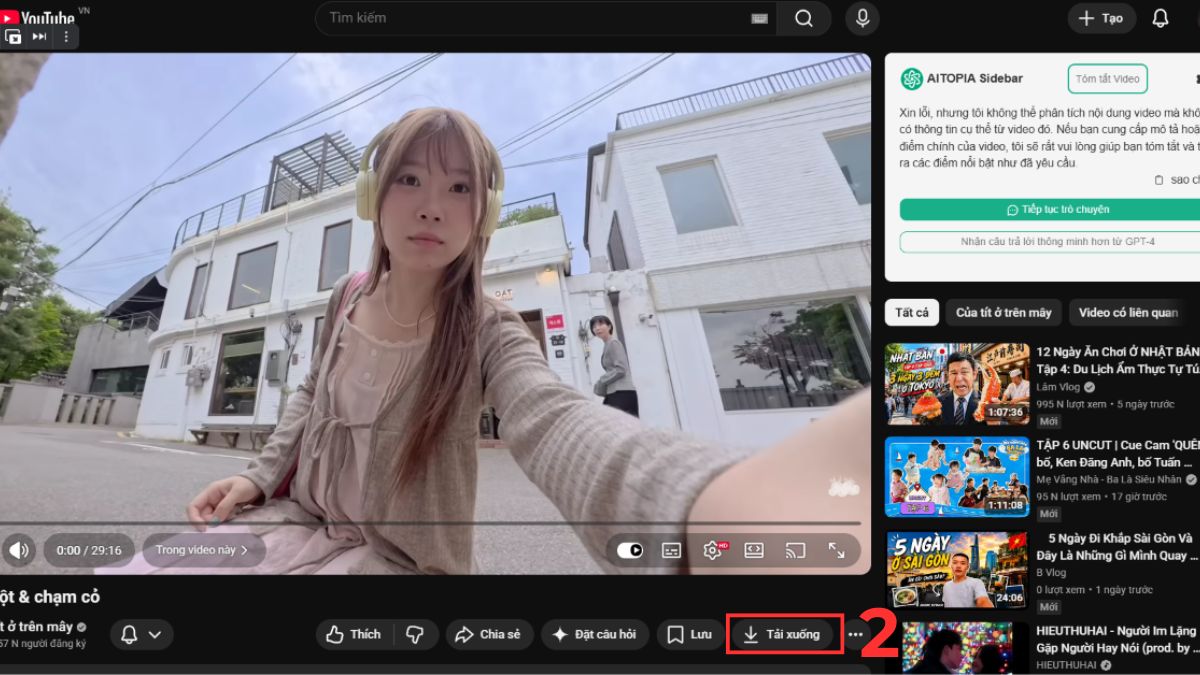 Sử dụng "Tải xuống ngoại tuyến" khi không tải được video Youtube - bước 2