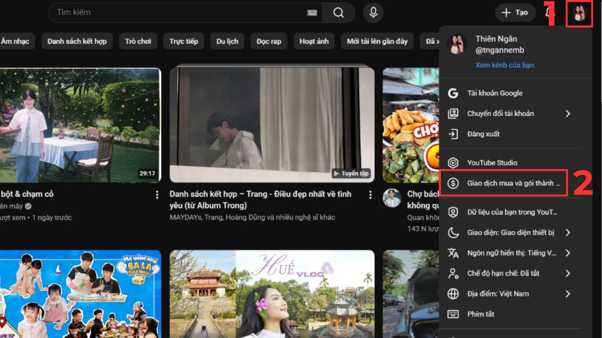 Đăng ký YouTube Premium khi không tải được video Youtube - bước 1