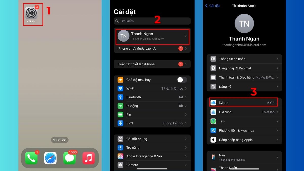 Khắc phục lỗi không đồng bộ ảnh iCloud trên iPhone bằng cách kiểm tra tình trạng bật/tắt - bước 1, 2