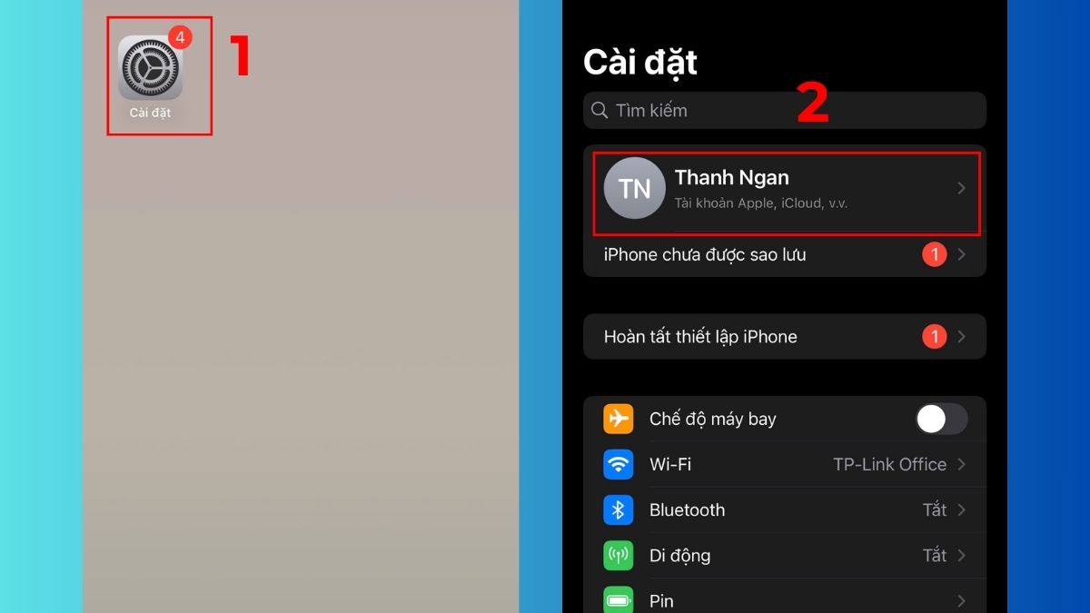 Khắc phục lỗi không đồng bộ ảnh iCloud trên iPhone bằng cách kiểm tra dung lượng iCloud - bước 1, Khắc phục lỗi không đồng bộ ảnh iCloud trên iPhone bằng cách kiểm tra dung lượng iCloud - bước 1,2