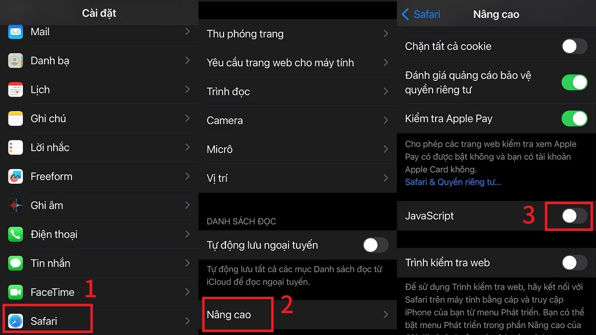 Khắc phục iPhone không xem được video trên iPhone trên Safari bằng cách kích hoạt JavaScript 