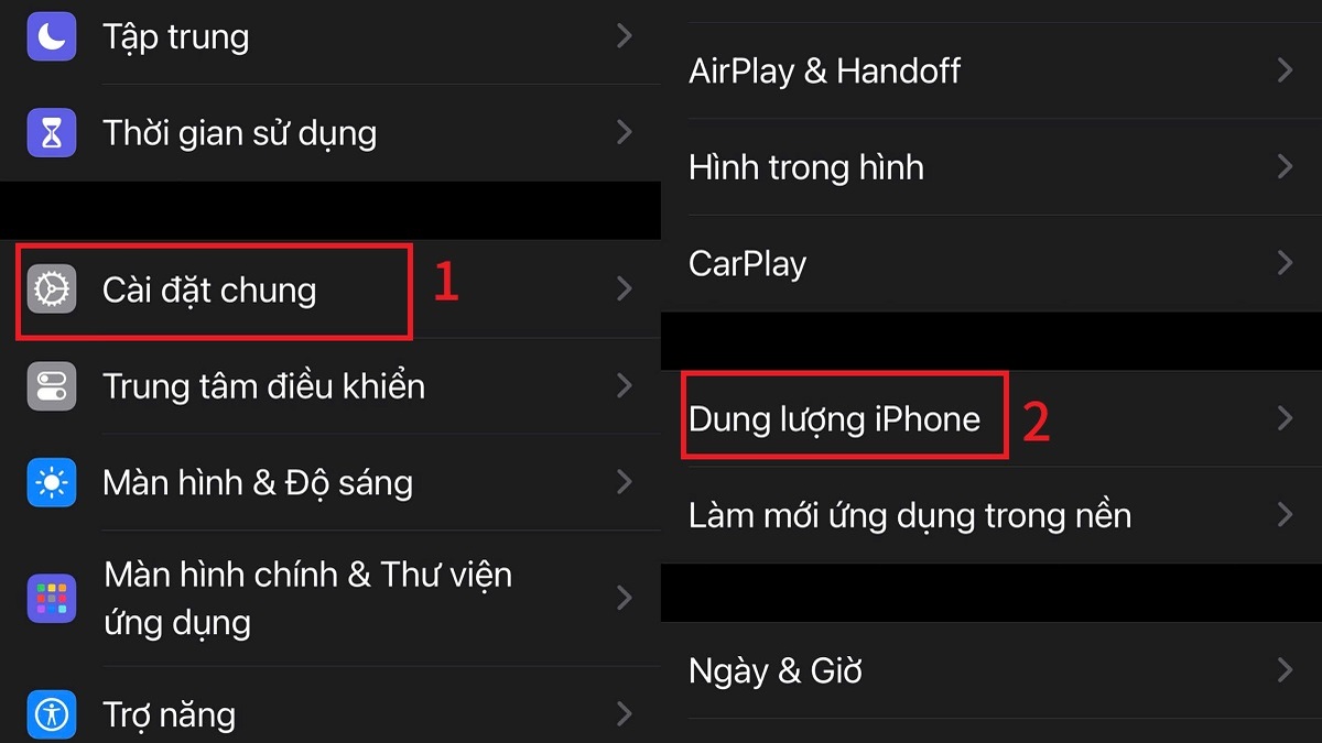 Khắc phục không xem được video trên iPhone bằng cách giải phóng dung lượng - bước 1,2