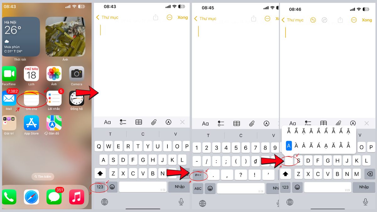 Sử dụng bàn phím kí tự đặc biệt iPhone mặc định