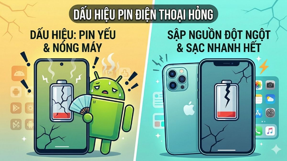 Dấu hiệu nhận biết điện thoại bị chai pin