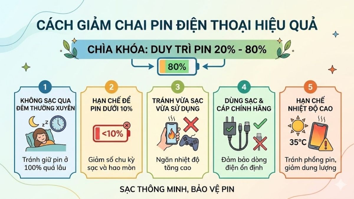 Cách giảm chai pin điện thoại hiệu quả