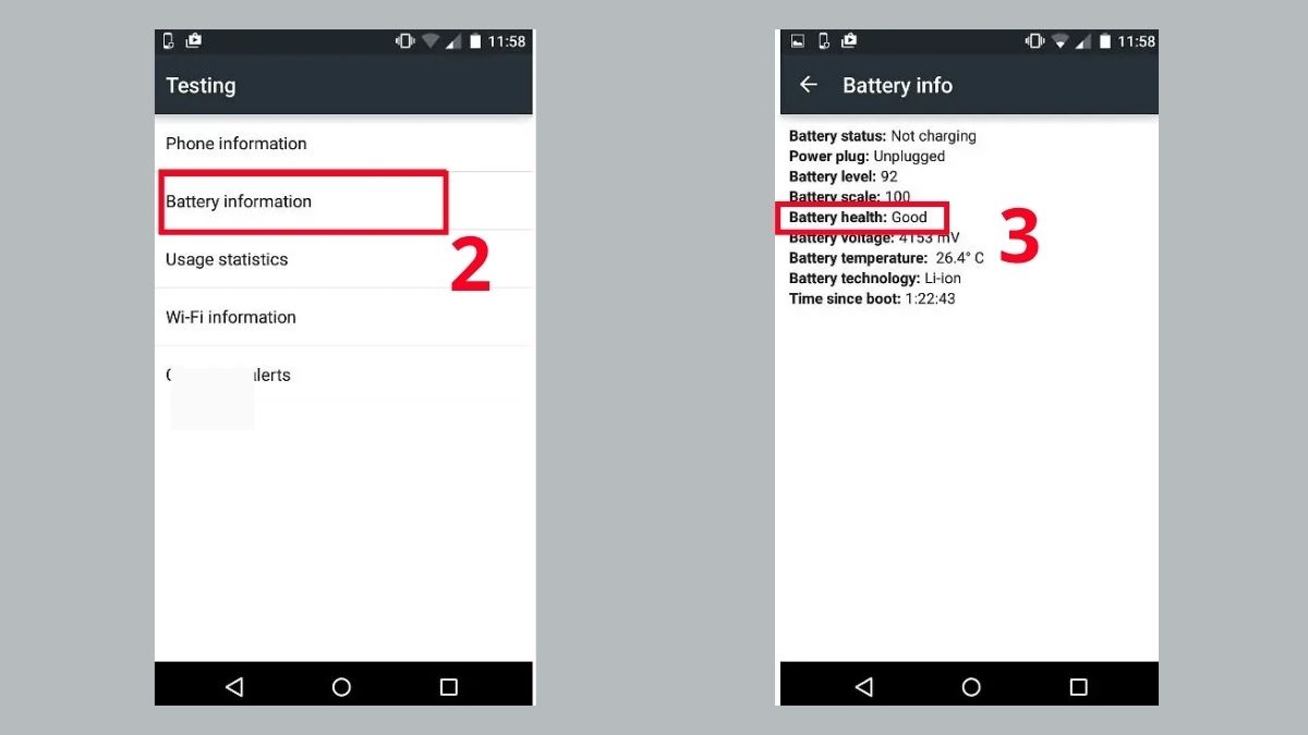 Sử dụng mã code để kiểm tra độ chai pin điện thoại Android - bước 2
