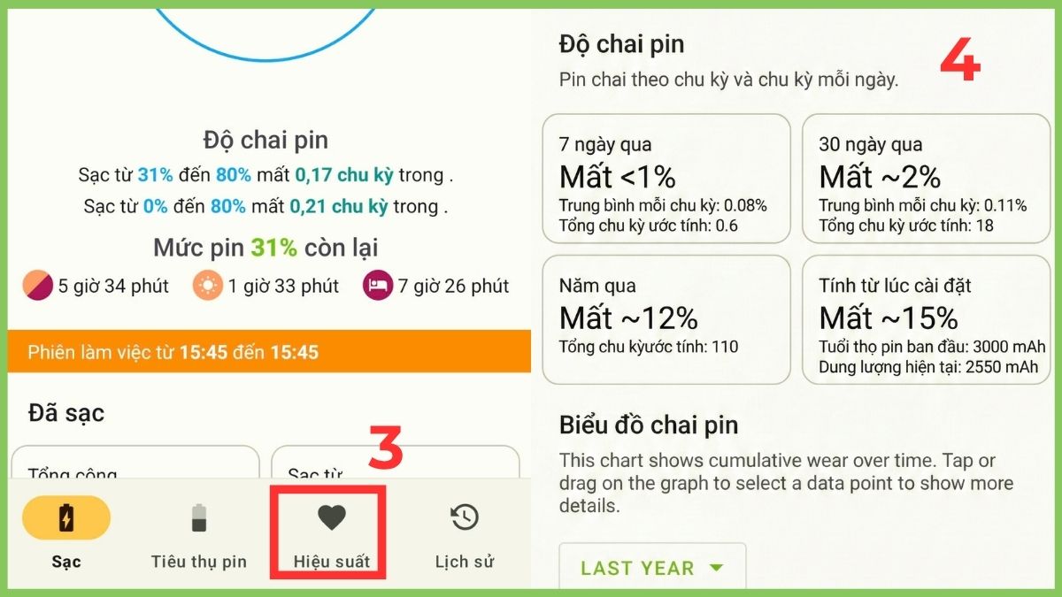 Sử dụng AccuBattery để kiểm tra độ chai pin điện thoại Android - bước 2,3