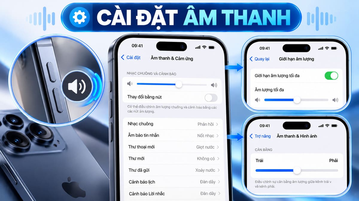 Loa iPhone 17 Pro Max bị nhỏ do cài đặt ấm thanh chưa phù hợp