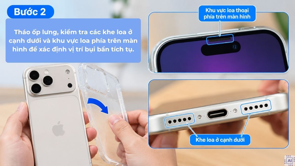 Vệ sinh màng loa đúng cách để khắc phục loa iPhone 17 Pro Max - bước 2