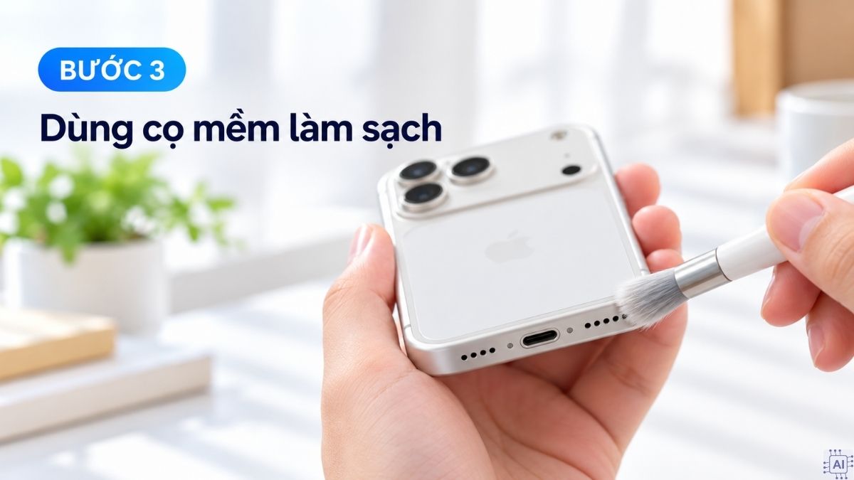 Vệ sinh màng loa đúng cách để khắc phục loa iPhone 17 Pro Max - bước 3