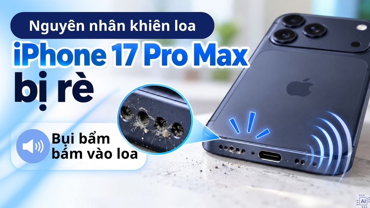 Loa iPhone 17 Pro Max bị rè do bụi bẩn bám vào loa