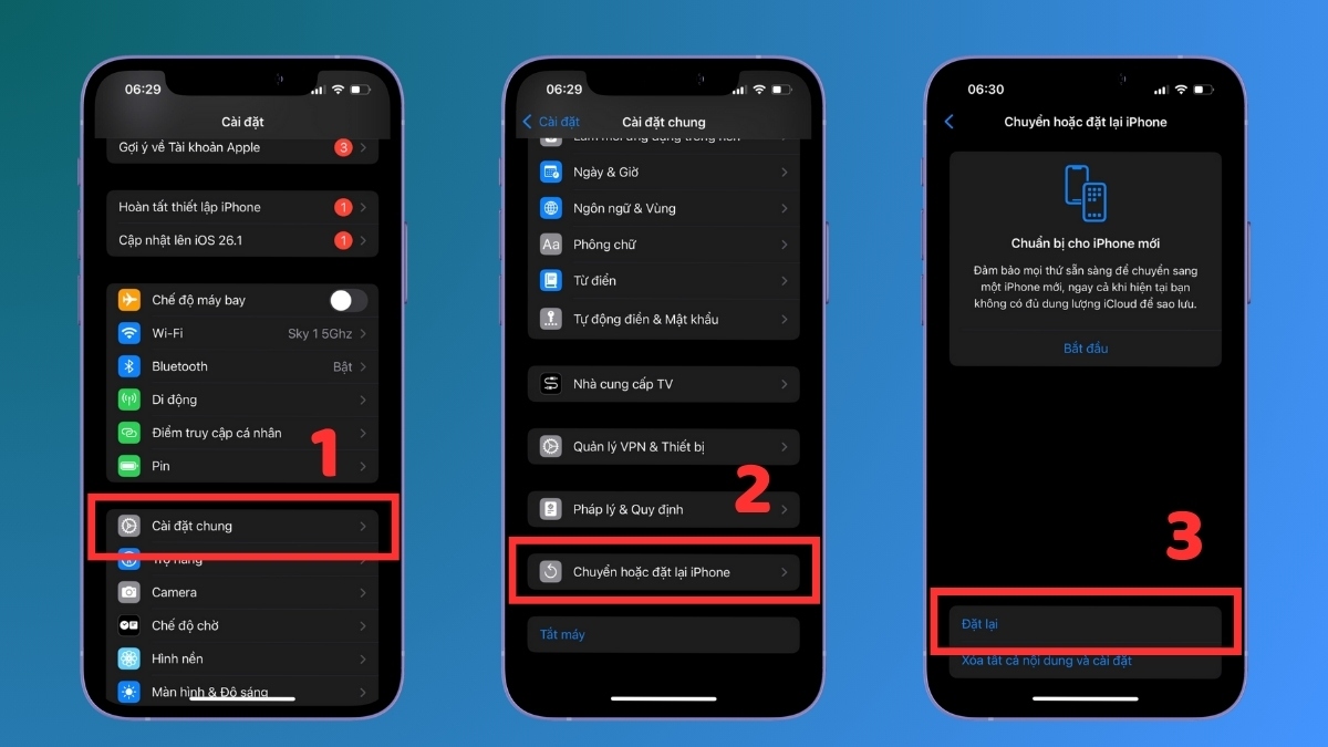 Khôi phục cài đặt gốc khi loa iPhone bị rè - bước 1,2