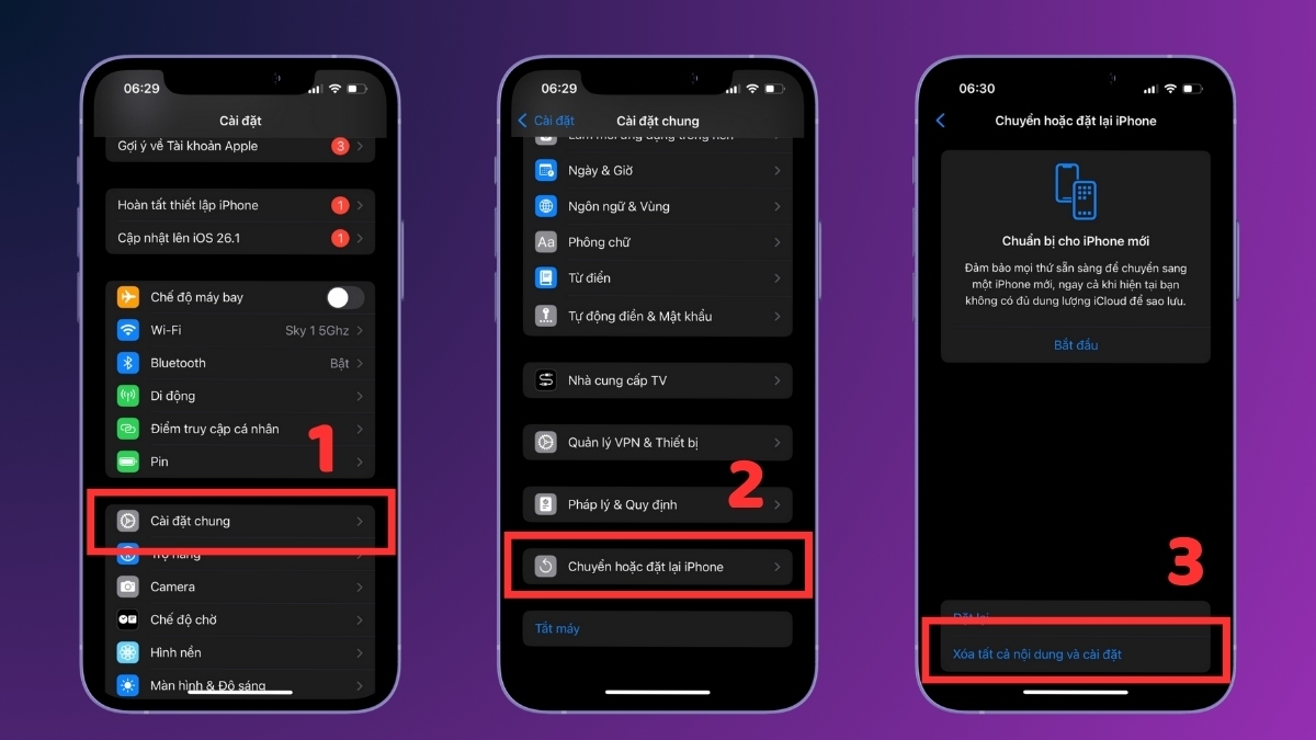 Xóa tất cả nội dung và cài đặt khi loa iPhone bị rè - bước 1,2