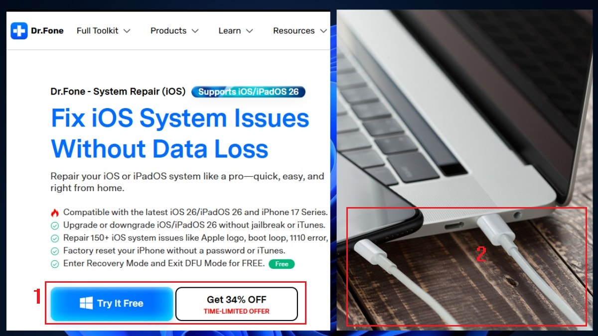 Khắc phục lỗi 4013 khi restore iPhone bằng cách dùng Dr.Fone - bước 1