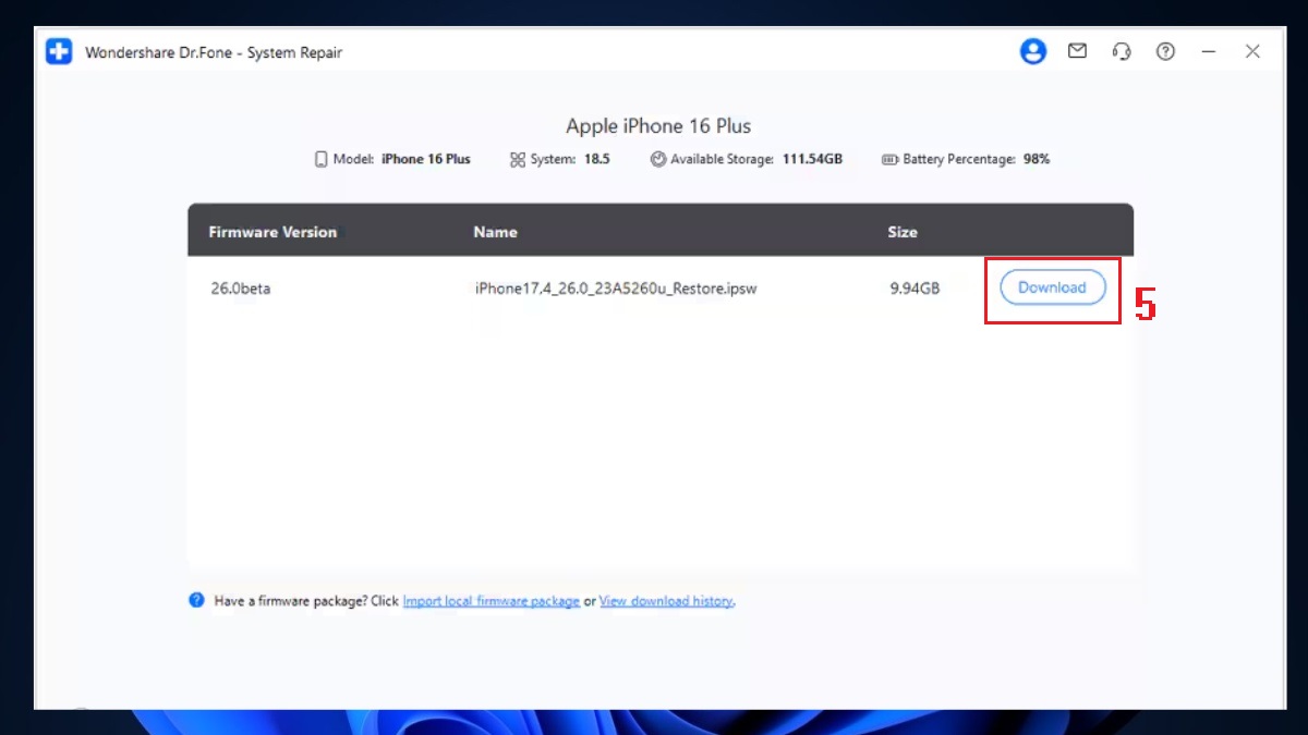 Khắc phục lỗi 4013 khi restore iPhone bằng cách dùng Dr.Fone - bước 3