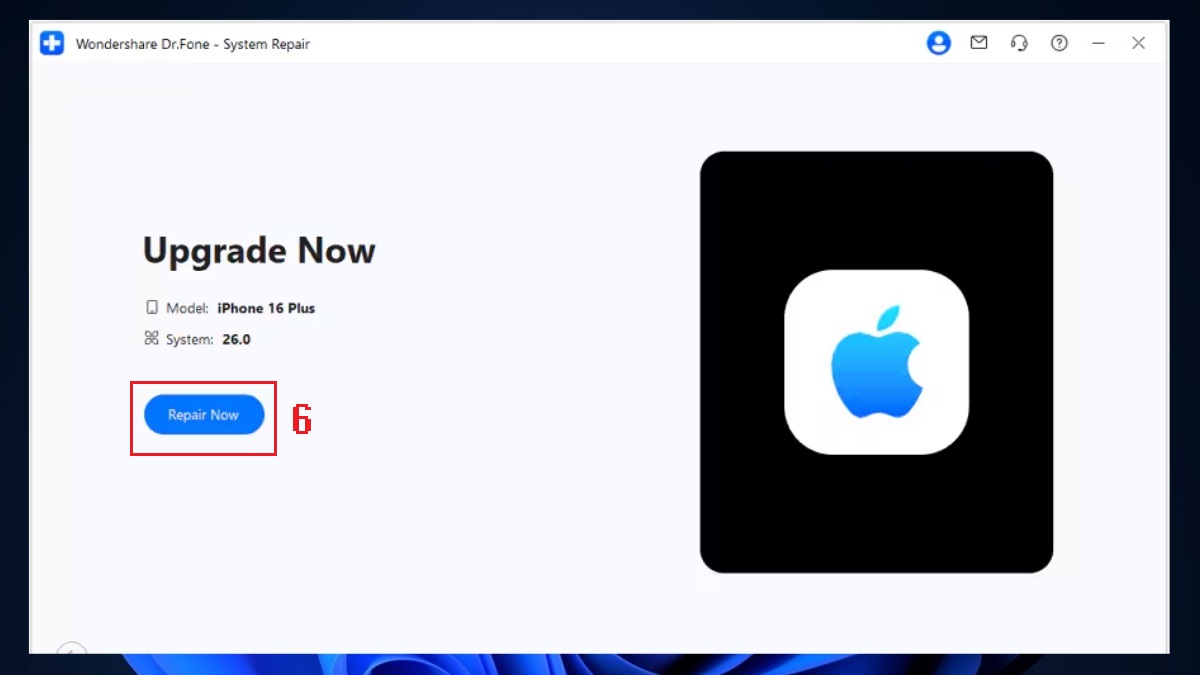 Khắc phục lỗi 4013 khi restore iPhone bằng cách dùng Dr.Fone - bước 4