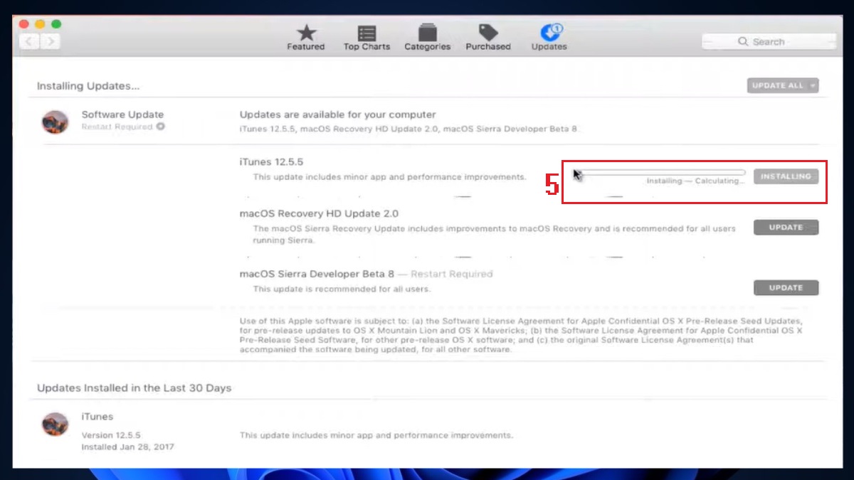 Khắc phục lỗi 4013 khi restore iPhone bằng cách cập nhật iTunes trên Macbook - bước 3