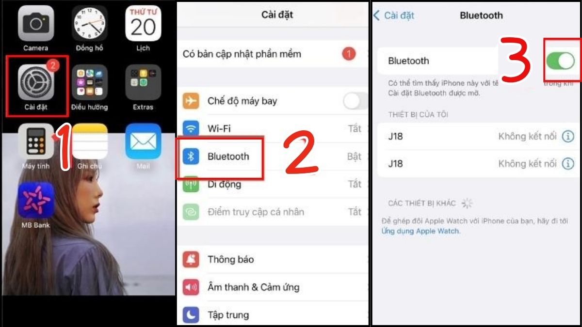 Kiểm tra lại kết nối Bluetooth khi gặp lỗi AirPods không thể kết nối được với iPhone