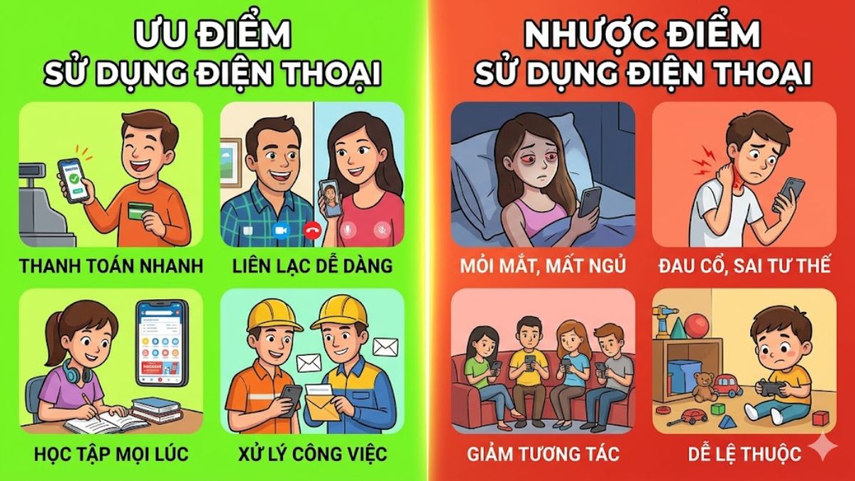 Ưu và nhược điểm khi sử dụng điện thoại thông minh