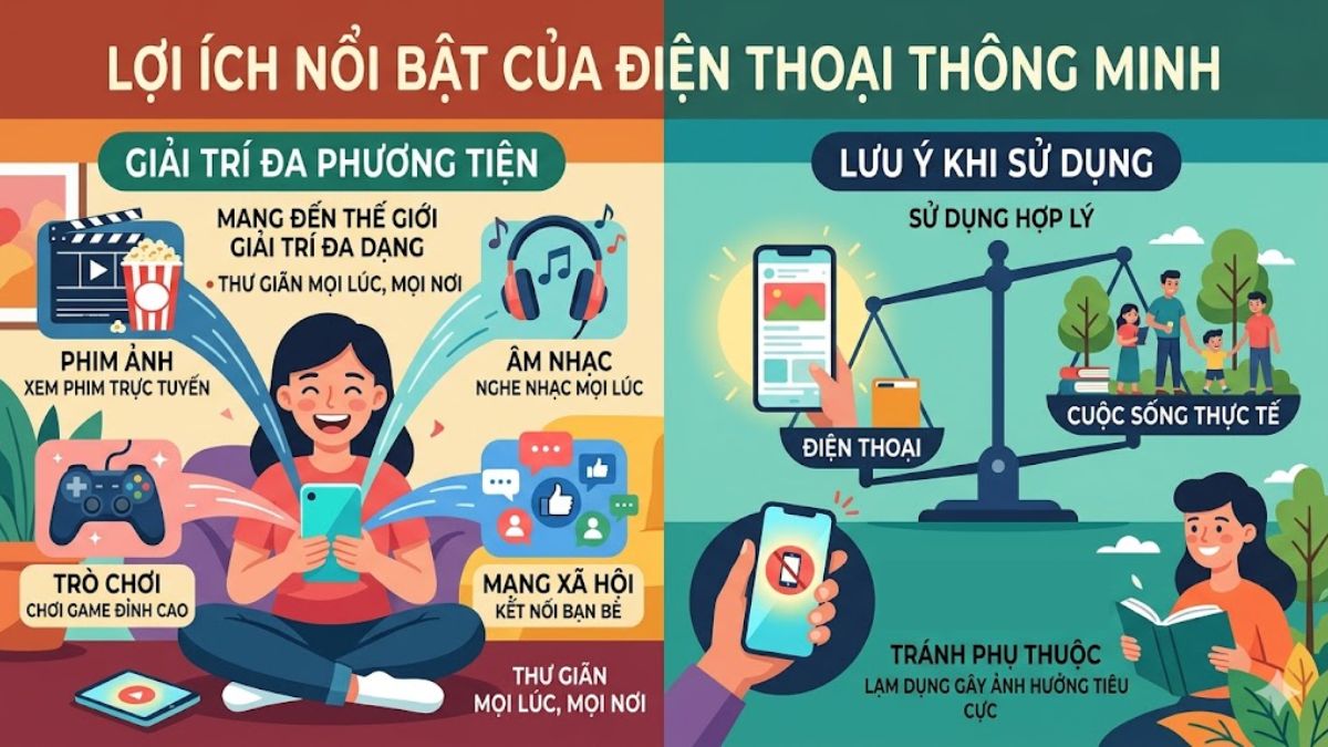Giải trí đa phương tiện là lợi ích của điện thoại thông minh