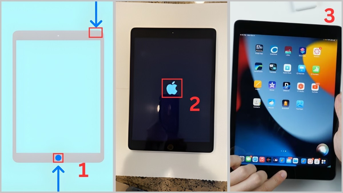 Xử lý lỗi iPad bị treo táo bằng cách reboot lại iPad