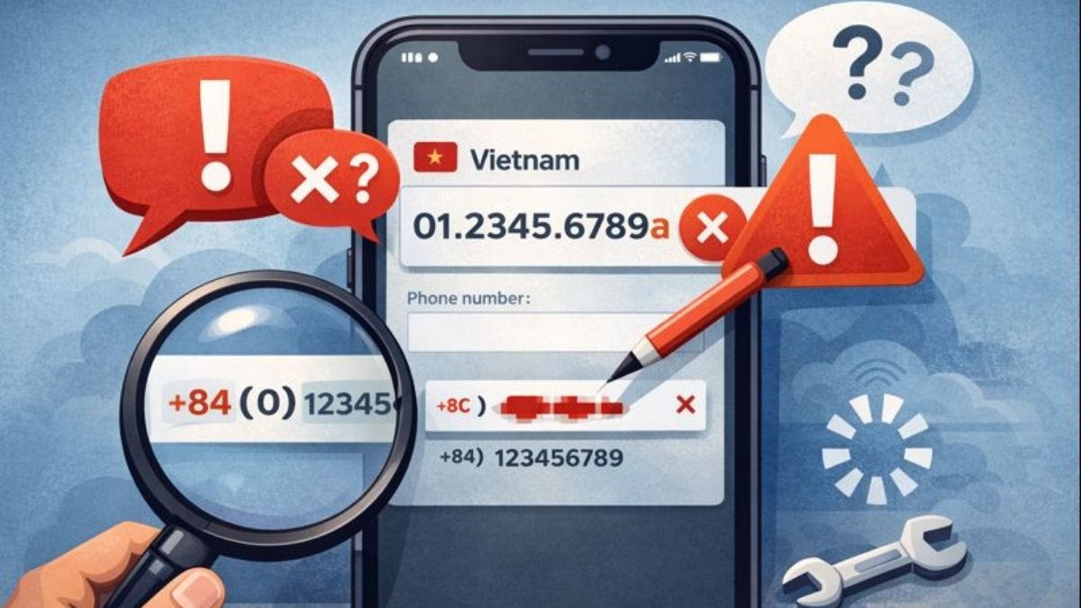 Lỗi không thể xác minh số điện thoại trên iPhone do số điện thoại không đúng định dạng