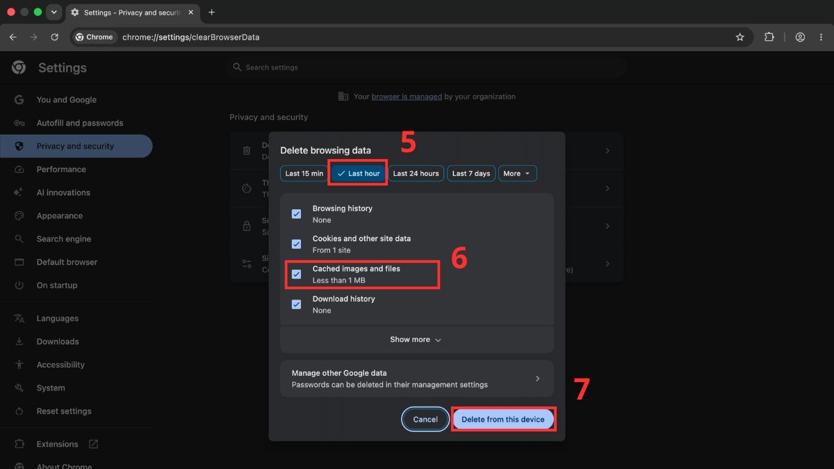 Sửa lỗi mã lượt phát trên YouTube bằng cách xóa dữ liệu và bộ nhớ cache - bước 3