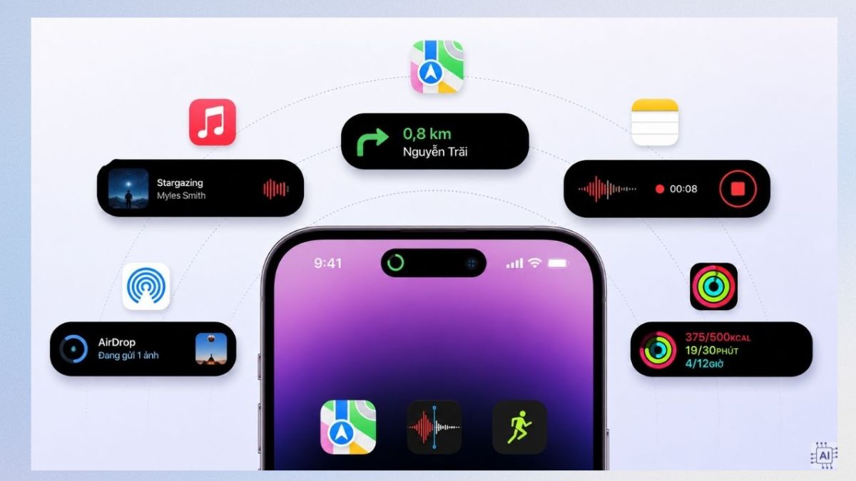 Hiển thị các hoạt động nền của Dynamic Island trên iPhone 17