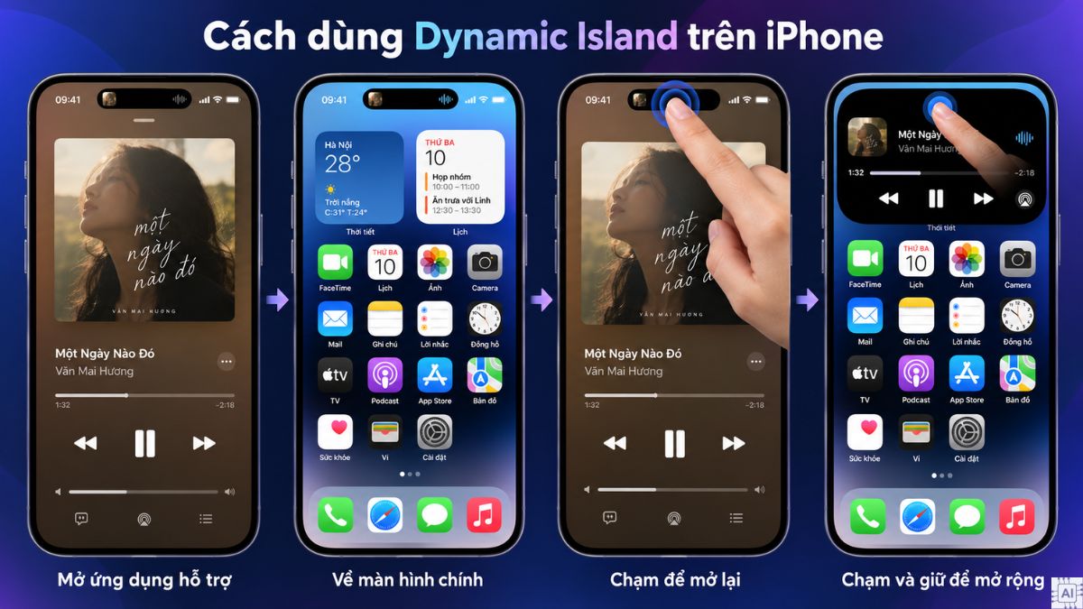 Cách sử dụng màn hình Dynamic Island trên iPhone 17 hiệu quả