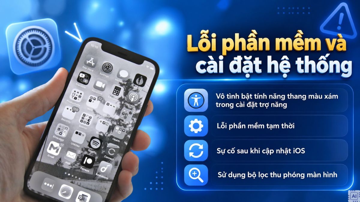 Màn hình iPhone bị chuyển xám do lỗi phần mềm, cài đặt hệ thống