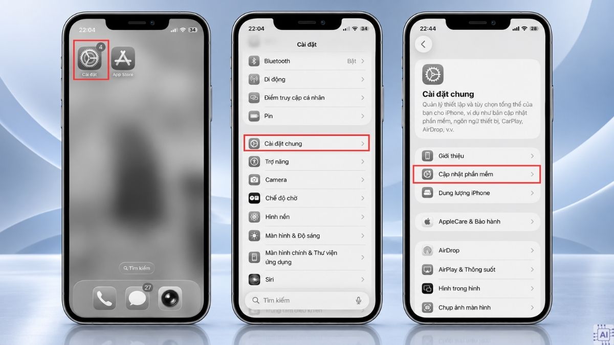 Khắc phục màn hình iPhone bị chuyển xám bằng cập nhật iOS - bước 1