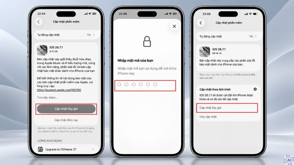 Khắc phục màn hình iPhone bị chuyển xám bằng cập nhật iOS - bước 2,3,4