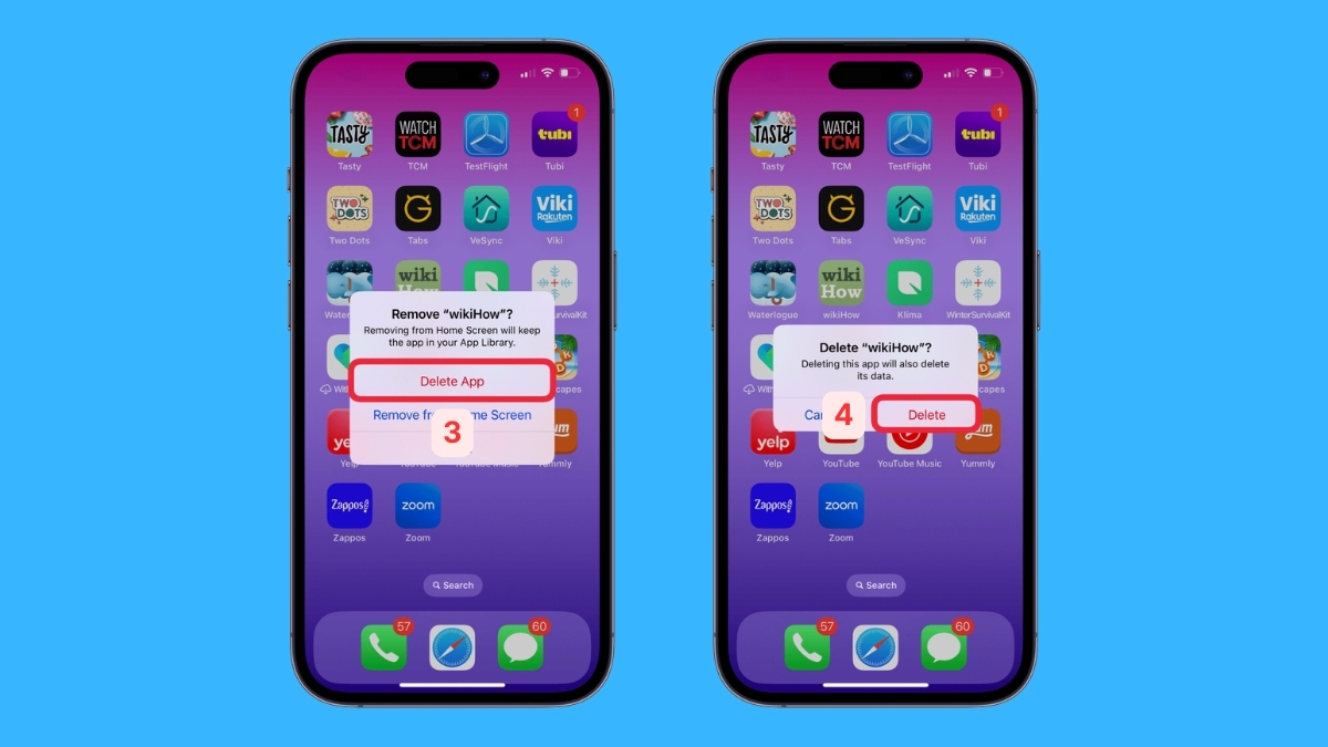 Xóa ứng dụng không dùng để khắc phục màn hình iPhone bị liệt 1 góc - bước 2,3