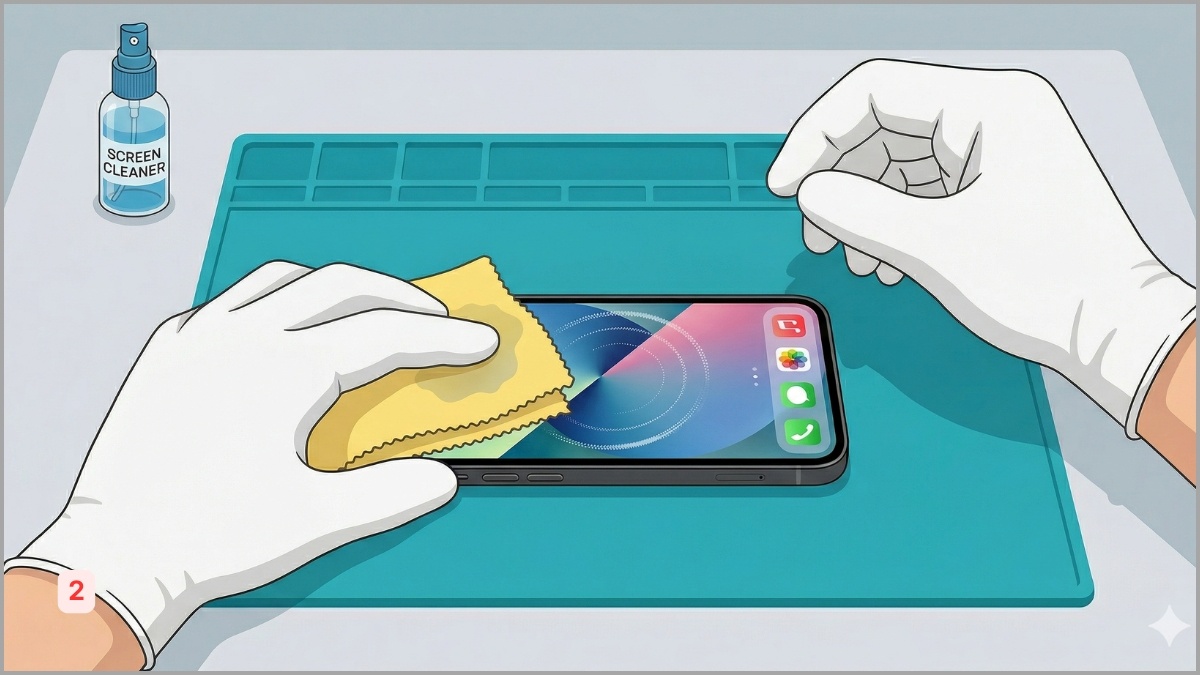 Thay kính cường lực để khắc phục màn hình iPhone bị liệt 1 góc - bước 2