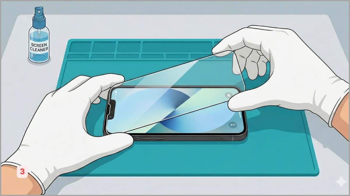 Thay kính cường lực để khắc phục màn hình iPhone bị liệt 1 góc - bước 3